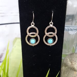 Opal and hammered sterling silver earrings